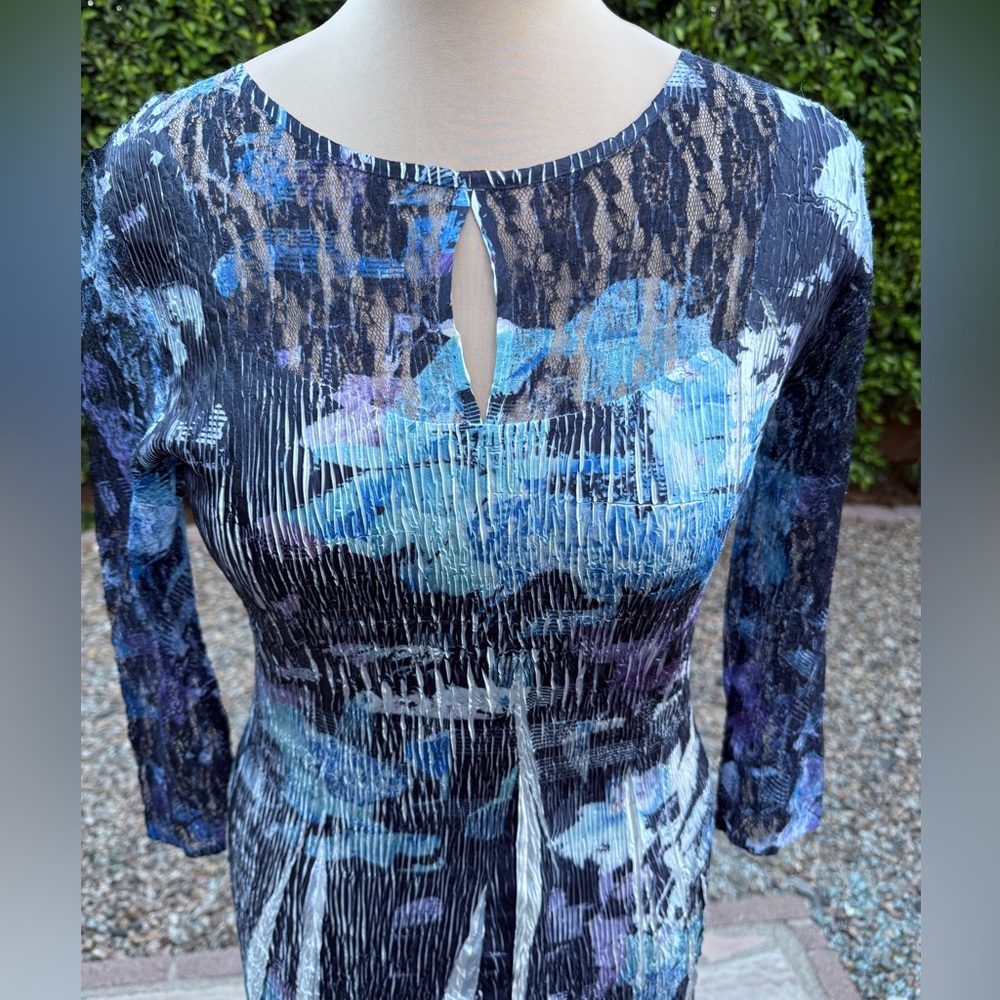 Komarov Elegant Floral 3/4 Sleeve Charmeuse Midi Dress XL